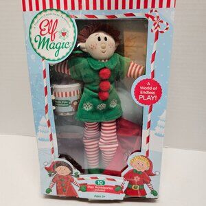 In Box Christmas Elf Magic Girl Holiday Poppy Doll Playset Accessories Brunette